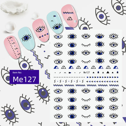 Unique Evil Eye Nail Art Design - Stylish & Eye-Catching Turkish Blue Evil Eye Nail Stickers