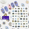 Blue, yellow and black geometric evil eye nail sticker sheet