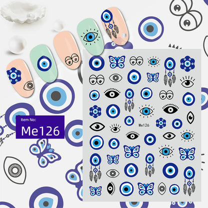 Unique Evil Eye Nail Art Design - Stylish & Eye-Catching Turkish Blue Evil Eye Nail Stickers