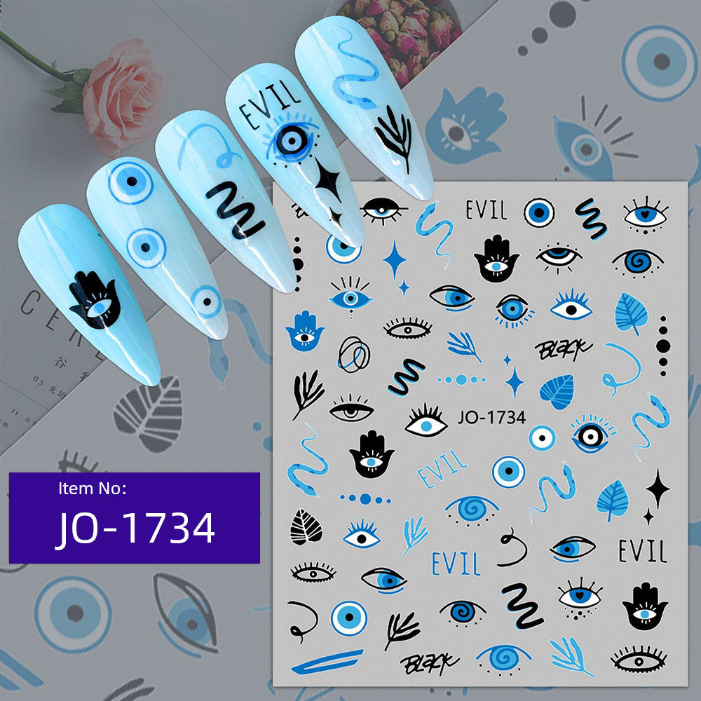 Unique Evil Eye Nail Art Design - Stylish & Eye-Catching Turkish Blue Evil Eye Nail Stickers