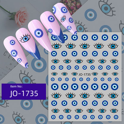 Unique Evil Eye Nail Art Design - Stylish & Eye-Catching Turkish Blue Evil Eye Nail Stickers