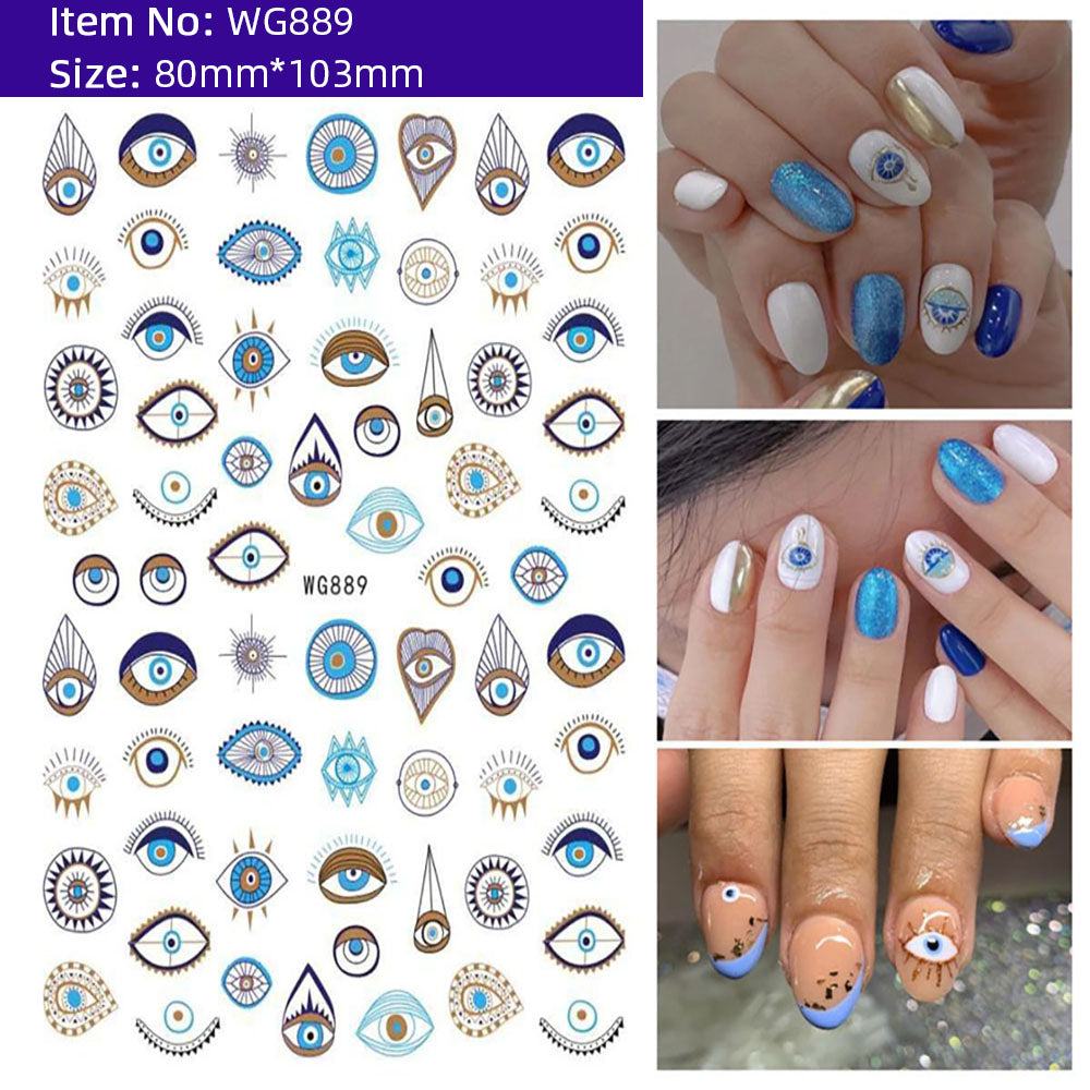 Unique Evil Eye Nail Art Design - Stylish & Eye-Catching Turkish Blue Evil Eye Nail Stickers