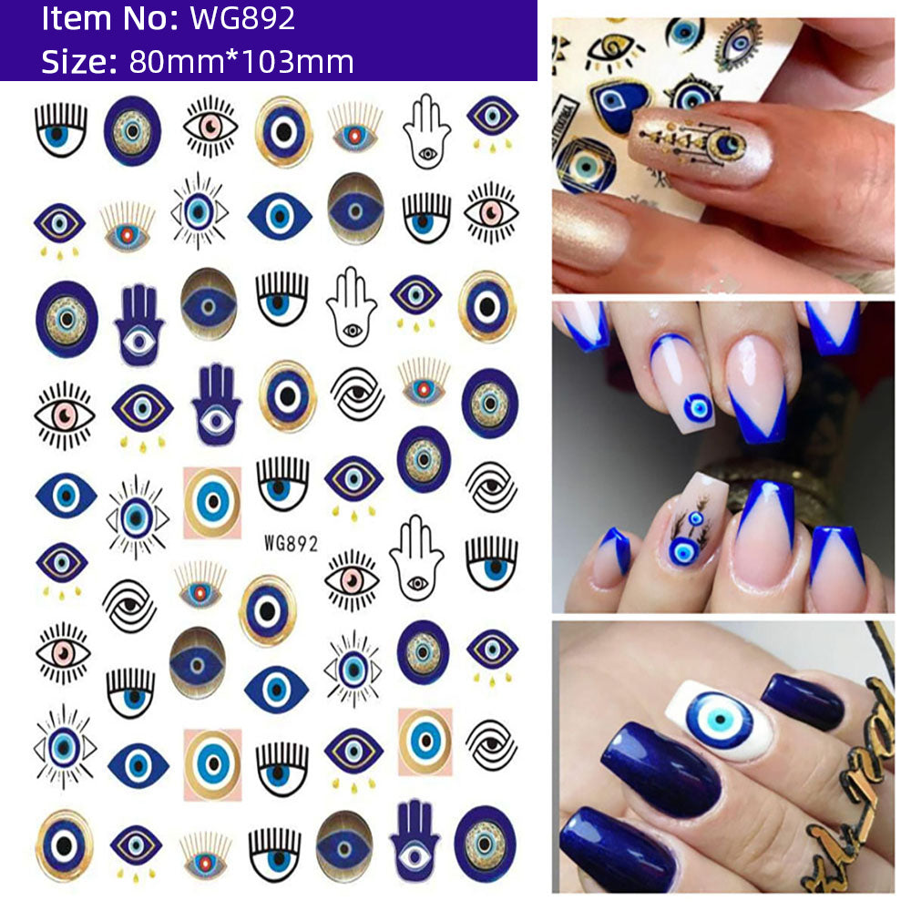 Unique Evil Eye Nail Art Design - Stylish & Eye-Catching Turkish Blue Evil Eye Nail Stickers