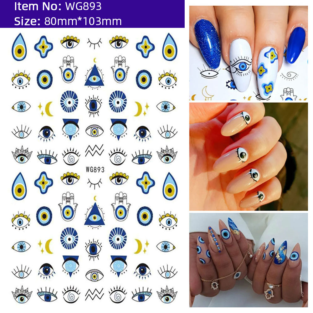 Unique Evil Eye Nail Art Design - Stylish & Eye-Catching Turkish Blue Evil Eye Nail Stickers