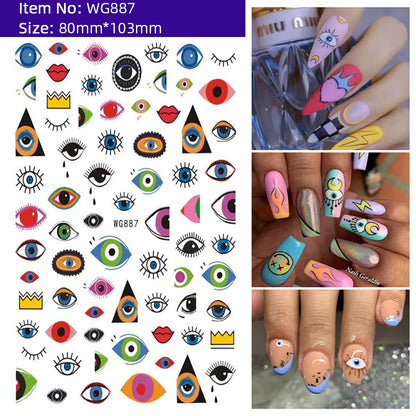 Unique Evil Eye Nail Art Design - Stylish & Eye-Catching Turkish Blue Evil Eye Nail Stickers