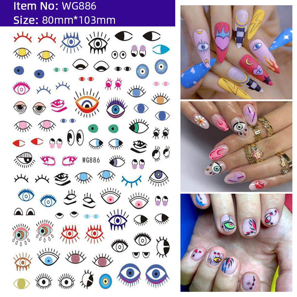 Unique Evil Eye Nail Art Design - Stylish & Eye-Catching Turkish Blue Evil Eye Nail Stickers