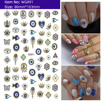 Unique Evil Eye Nail Art Design - Stylish & Eye-Catching Turkish Blue Evil Eye Nail Stickers