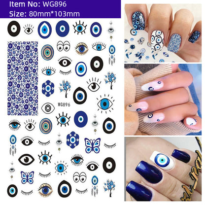 Unique Evil Eye Nail Art Design - Stylish & Eye-Catching Turkish Blue Evil Eye Nail Stickers