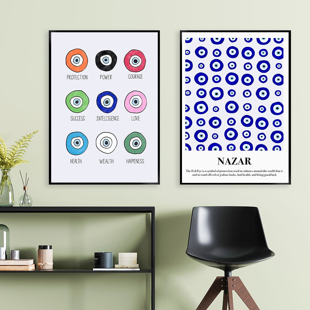 Abstract Blue Evil Eye Print