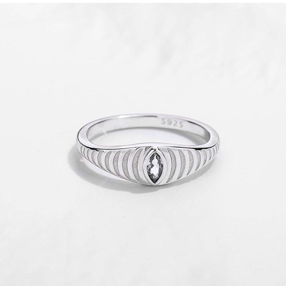 925 Sterling Silver Twist Screw Evil Eye Ring with White Zircon CZ for Luxury Rock Punk Fine Anniversary Wedding Jewelry