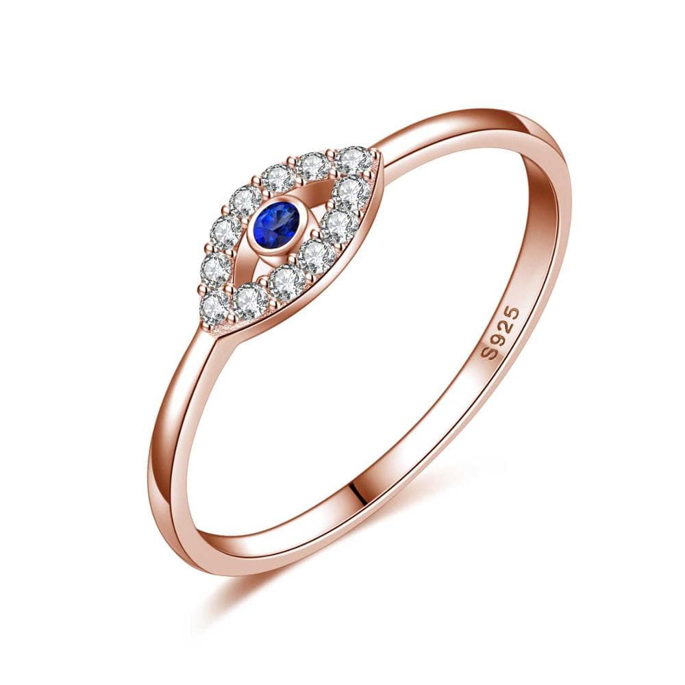 Good Luck Blue Stone Luxury Turkey Wedding Jewelry 925 Silver Evil Eye Rings For Women