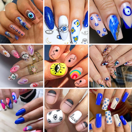 Unique Evil Eye Nail Art Design - Stylish & Eye-Catching Turkish Blue Evil Eye Nail Stickers