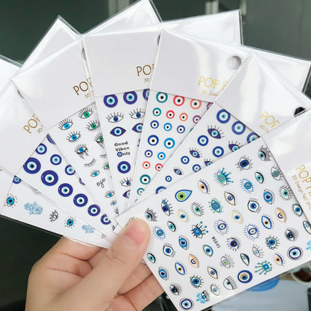 Unique Evil Eye Nail Art Design - Stylish & Eye-Catching Turkish Blue Evil Eye Nail Stickers