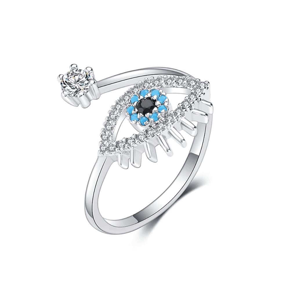 Women's Originality Girl Open Ring Evil Eye Zircon Sparkling Birthday Gift Jewelry