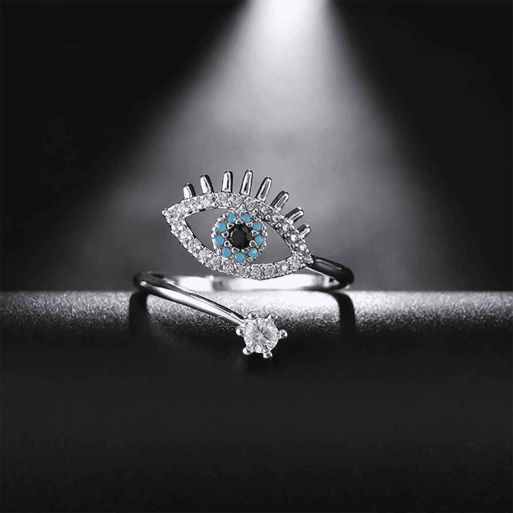Women's Originality Girl Open Ring Evil Eye Zircon Sparkling Birthday Gift Jewelry