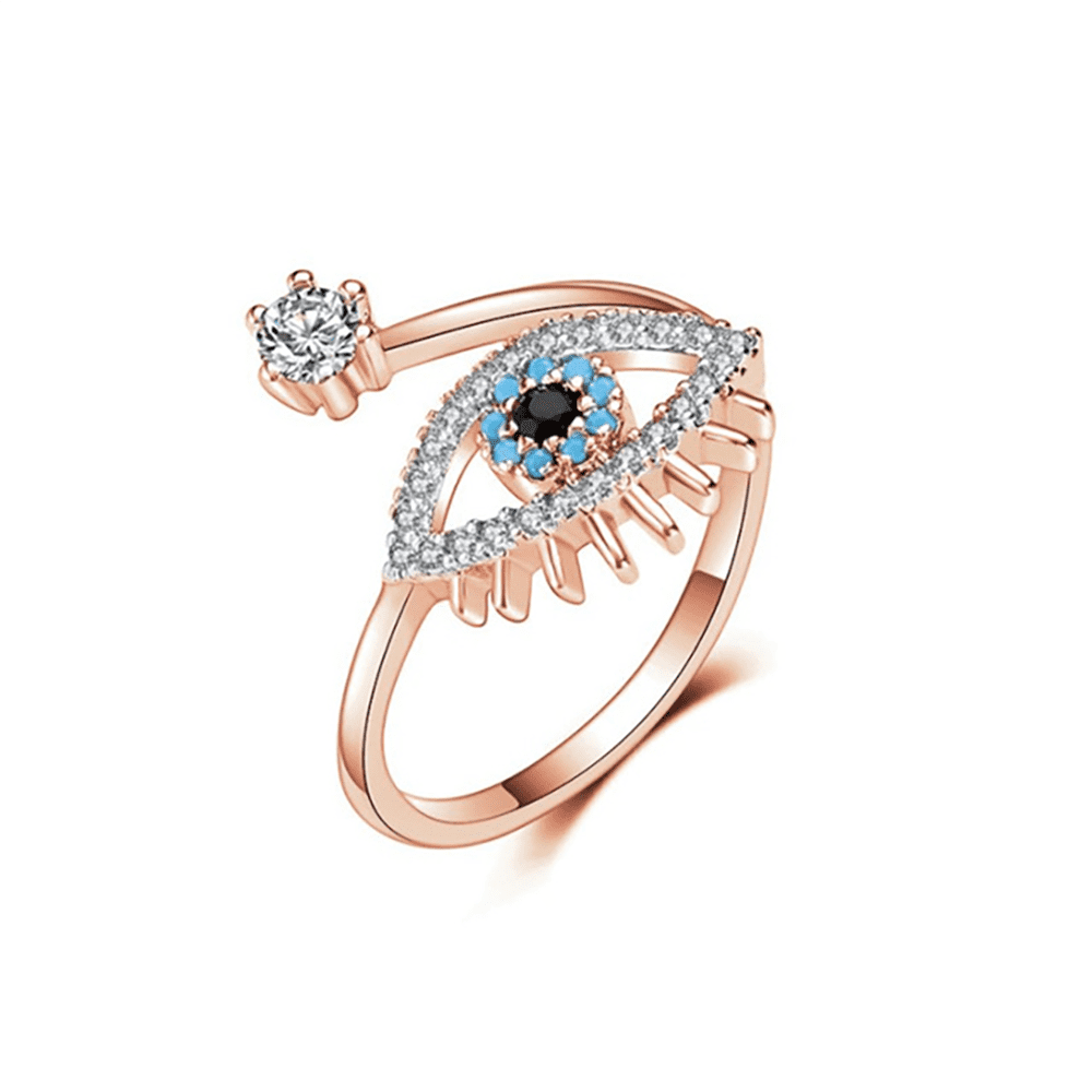 Women's Originality Girl Open Ring Evil Eye Zircon Sparkling Birthday Gift Jewelry