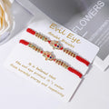 Bohemian Evil Eye Bracelet Set for Women and Men - Handmade Braided Anklets with Crystal Beads, Lucky Wish Jewelry for Protection