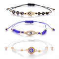 Bohemian Evil Eye Bracelet Set for Women and Men - Handmade Braided Anklets with Crystal Beads, Lucky Wish Jewelry for Protection