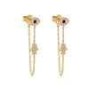 Evil Eye & Hamsa Chain Drop - Gold tone