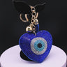 Protect Your Keys with Our Heart-Shaped Blue Crystal Islam Turkish Eye Keychain - A Beautiful and Protective Accessory